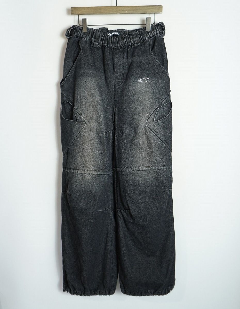美品 CPG by F-LAGSTUF-F フラグスタフ RHOMBUS FADE DENIM PANTS 加工 デニム パンツ ワイド 3WAY FS1882 サイズM 黒灰 5013Q♪ 6,952円