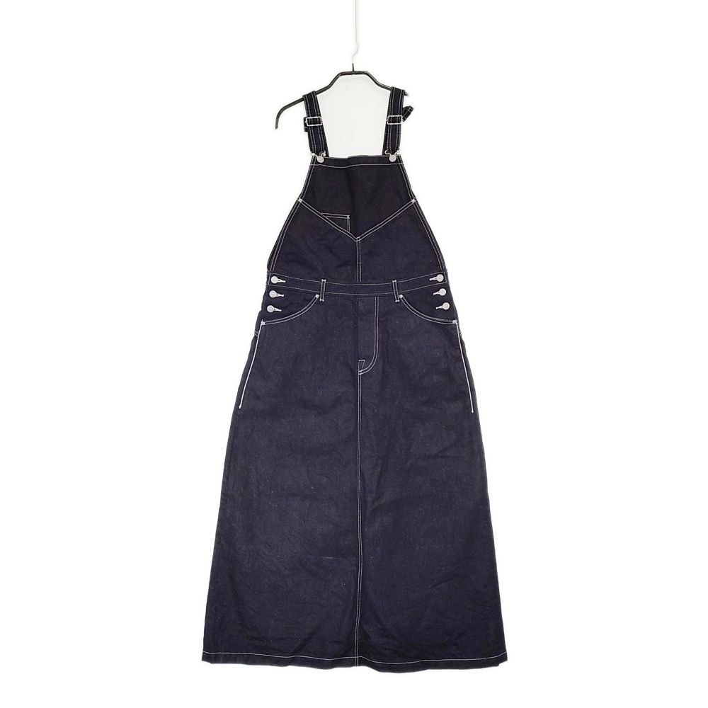 mina perhonen always dn5300 オーバーオールドレス サイズ40 定価49500円 デニム コットンリネン ジャンパースカート オーバーオール インディゴ ネイビー レディース ミナペルホネン【中古】6-0724M♪
