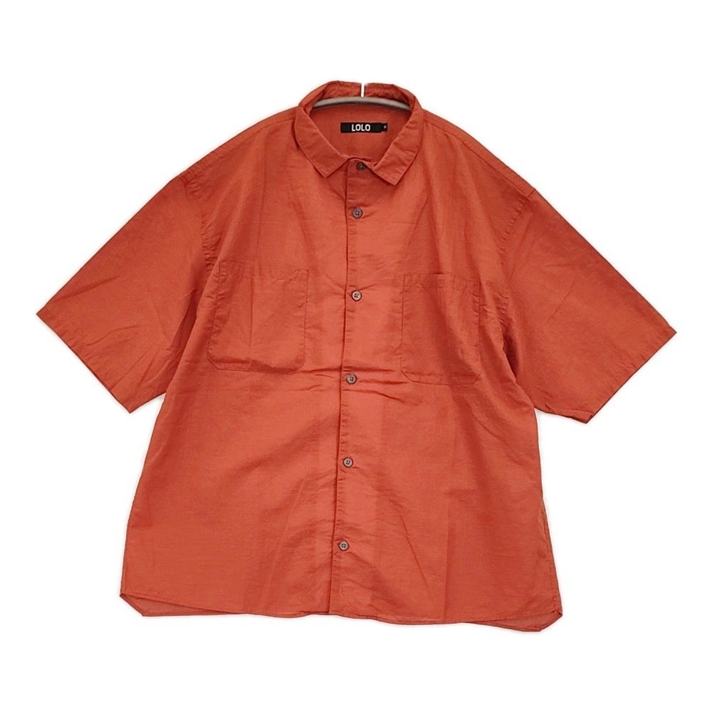 LOLO 新品 コットンシルク半袖シャツ サイズM 定価25300円 LS-455 半袖シャツ 26SS レンガ レッド ユニセックス ロロ【中古】6-0724S♪ 7,147円