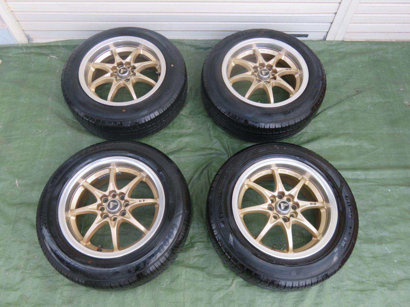 LK1901* 人気/レイズ 15インチホイールx7.0JJ +38 PCD100 4H RAYS V-Speed SR-08 /グッドイヤー4本 185/65R15 フィット ノートオーラ