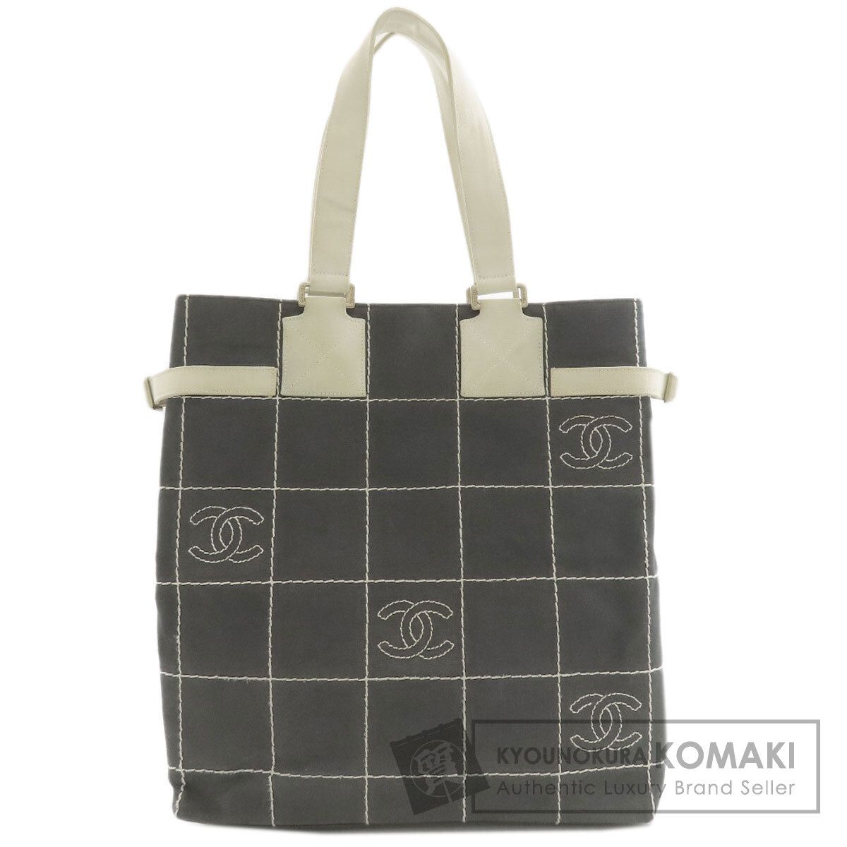 CHANEL シャネル チョコバー ココマーク ゴールド金具 トートバッグ キャンバス レディース [中古]