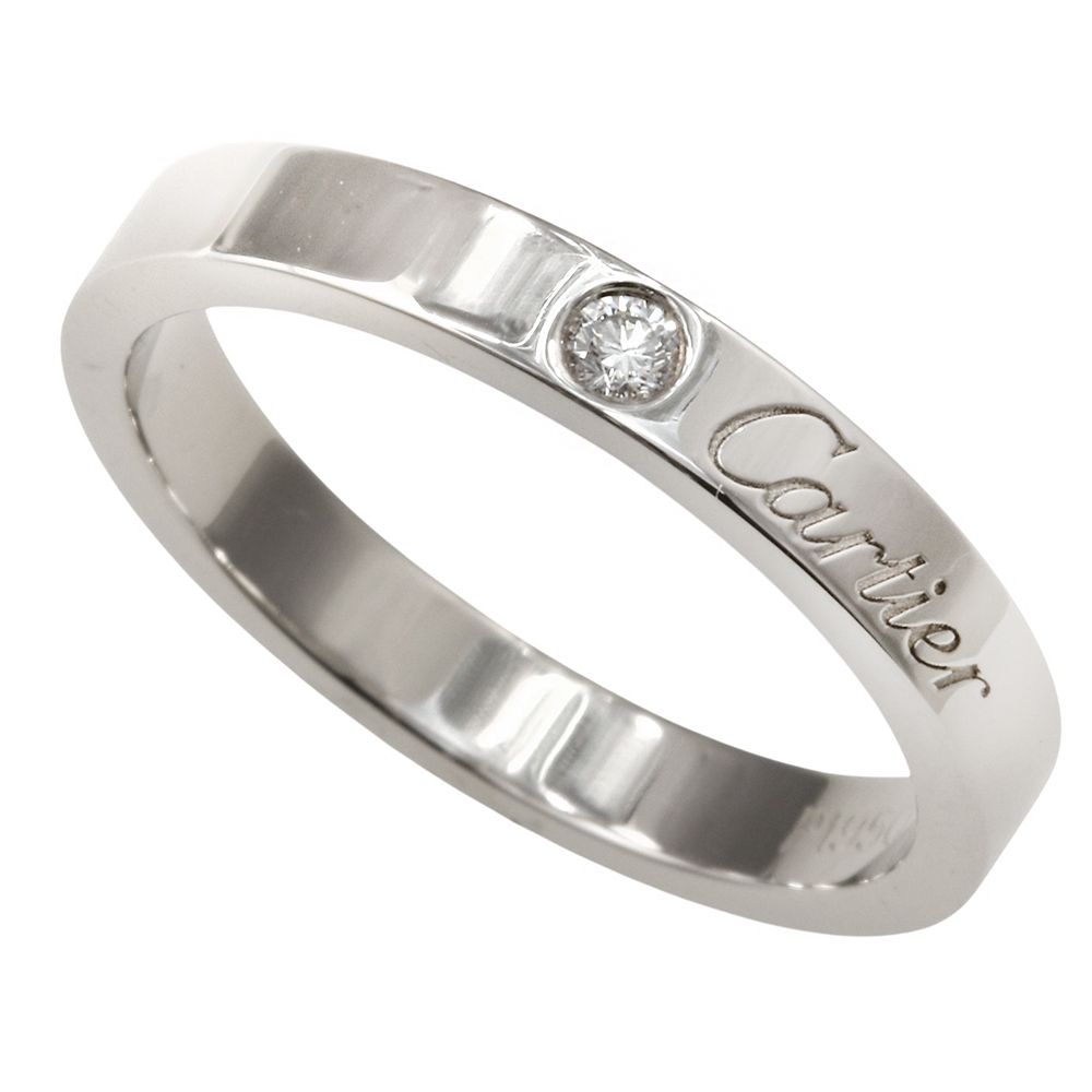 【本物保証】 箱・保付 新品同様 カルティエ CARTIER 5.4g Cドゥカルティエ ウェディングリング プラチナ Pt950 1Pダイヤモンド #54 約14号