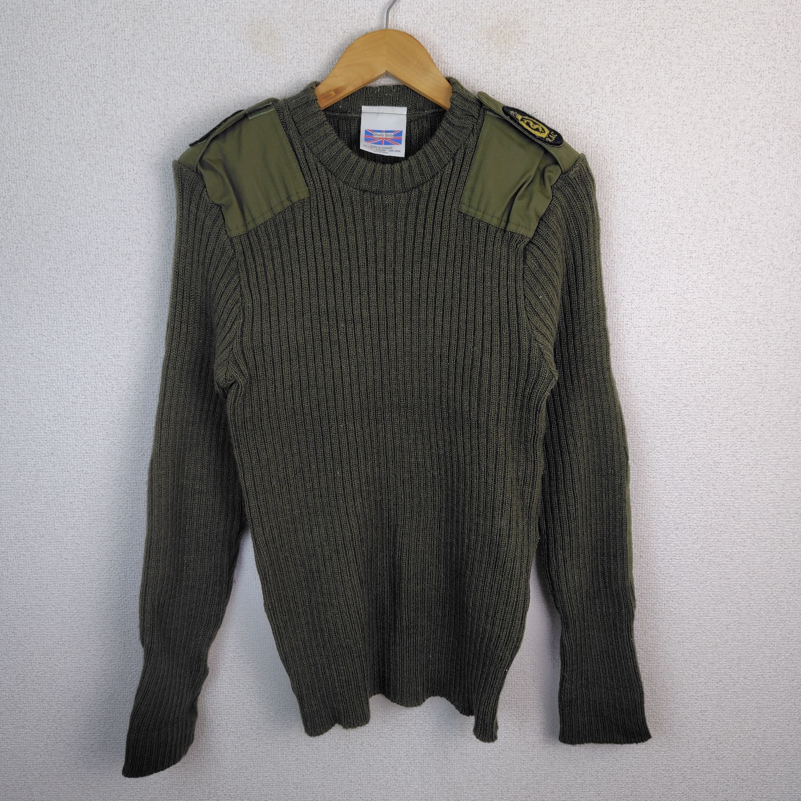 Woolly Pully Woolly Pulley Command Sweater Ribbed 100% Wool Olive 42 Vintage Military Classic