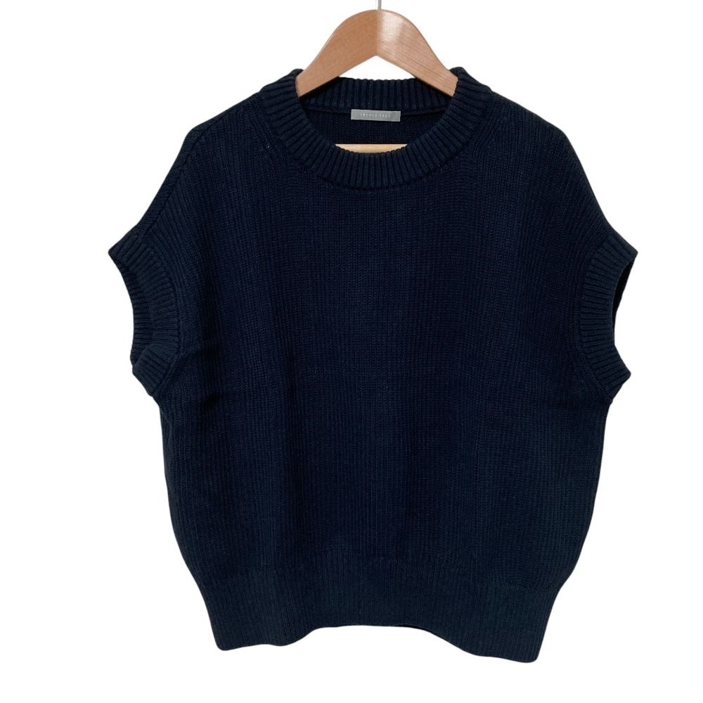 良品 24SS Theory luxe セオリーリュクス LAST WORD BOUQUET フレンチスリーブ リブニット サイズ38 ネイビー レディース 古着 中古 USED