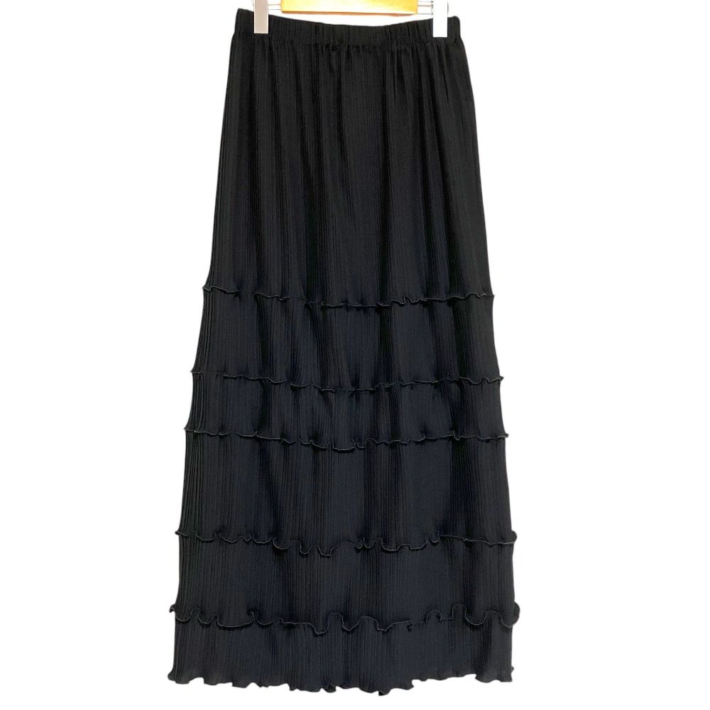 美品 25AW ENFOLD エンフォルド TIERED-PLEATS SKIRT ロング プリーツ スカート 300IA531-1521 サイズ38 ブラック レディース 古着 中古 USED