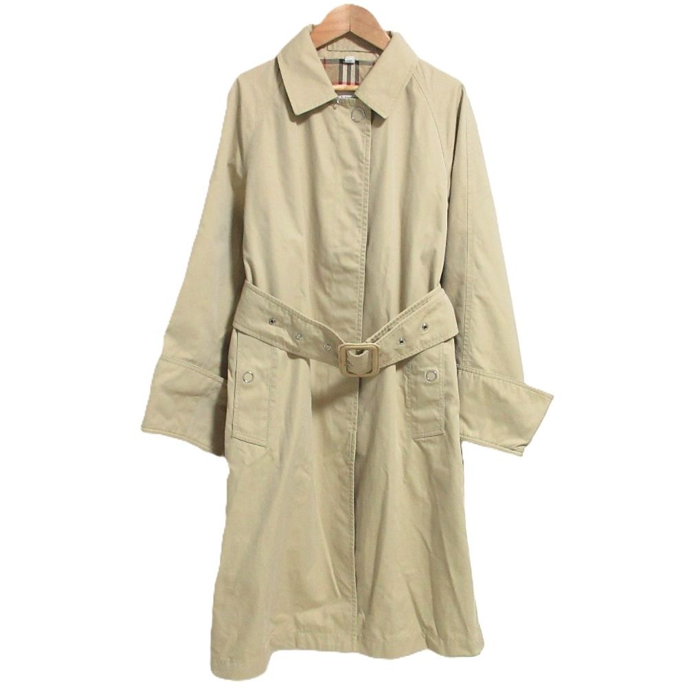 良品 BURBERRY バーバリー ワイドスリーブ スナップボタン ステンカラーコート 38サイズ ベージュ レディース 古着 中古 USED