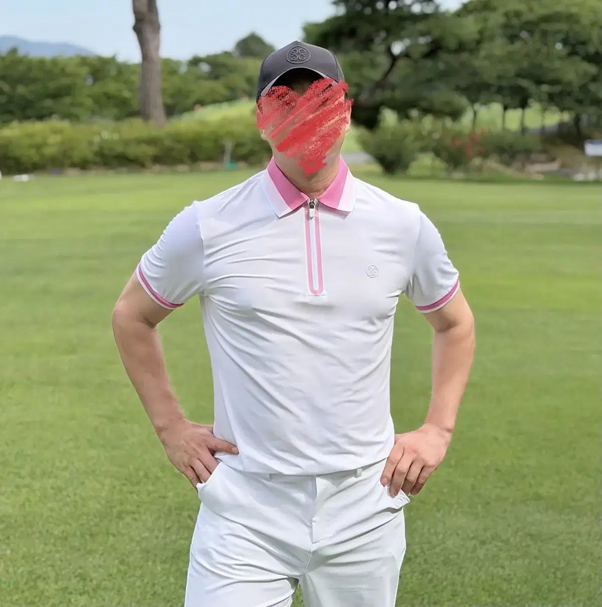 G/FORE ジーフォア Tri-Colour ジップアップ ポロ Tシャツ (MEN)