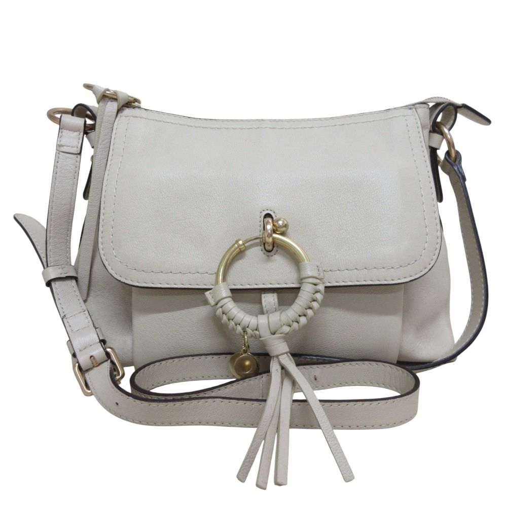 美品 SEE BY CHLOE シーバイクロエ JOAN ジョアン レザー ショルダーバッグ ベージュ レディース 古着 中古 USED