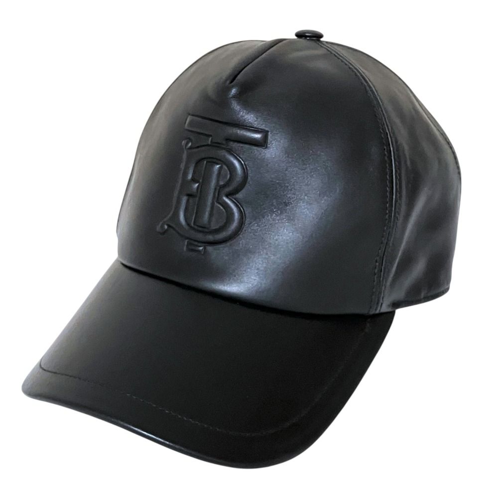 美品 BURBERRY バーバリー TBロゴ エンボスレザー キャップ 帽子 8020234 SPサイズ ブラック メンズ レディース 古着 中古 USED 25,193円