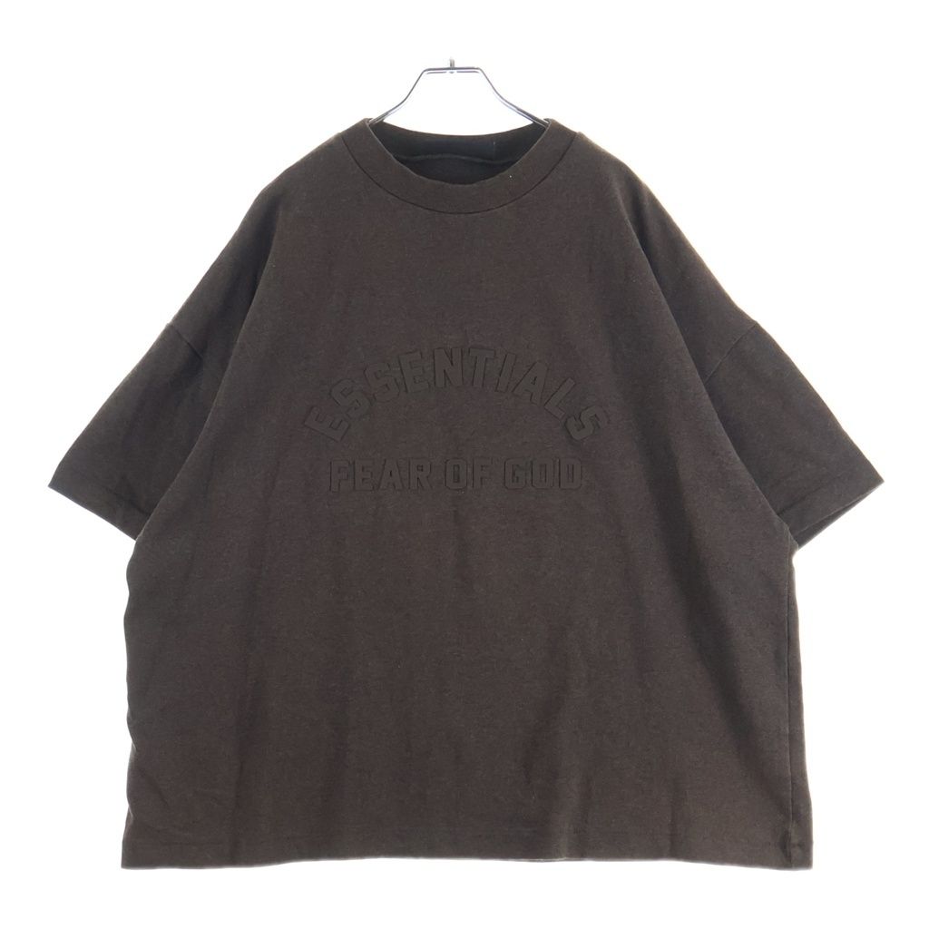 FEAR OF GOD ESSENTIALS (フィアオブゴッド エッセンシャルズ) Rubber Logo Heavy Weight S/S T-Shirts ラバーロゴヘビーウェイトTシャツ クルーネック半袖Tシャツ ブラウン