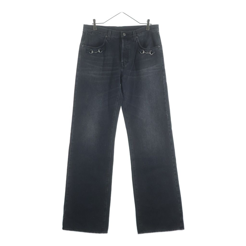 GUCCI (グッチ) 26SS COTTON DENIM PANTS WITH HORSEBIT DETAIL ホースビット ディテール ボタンフライ コットンデニムパンツ ブラック 860844 XDDF1 90,750円