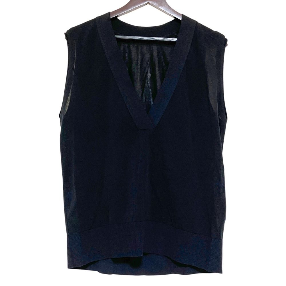 新品同様 25AW Deuxieme Classe ドゥーズィエムクラス shake code Vネック ベスト 25080500404030 Fサイズ ブラック レディース 古着 中古 USED