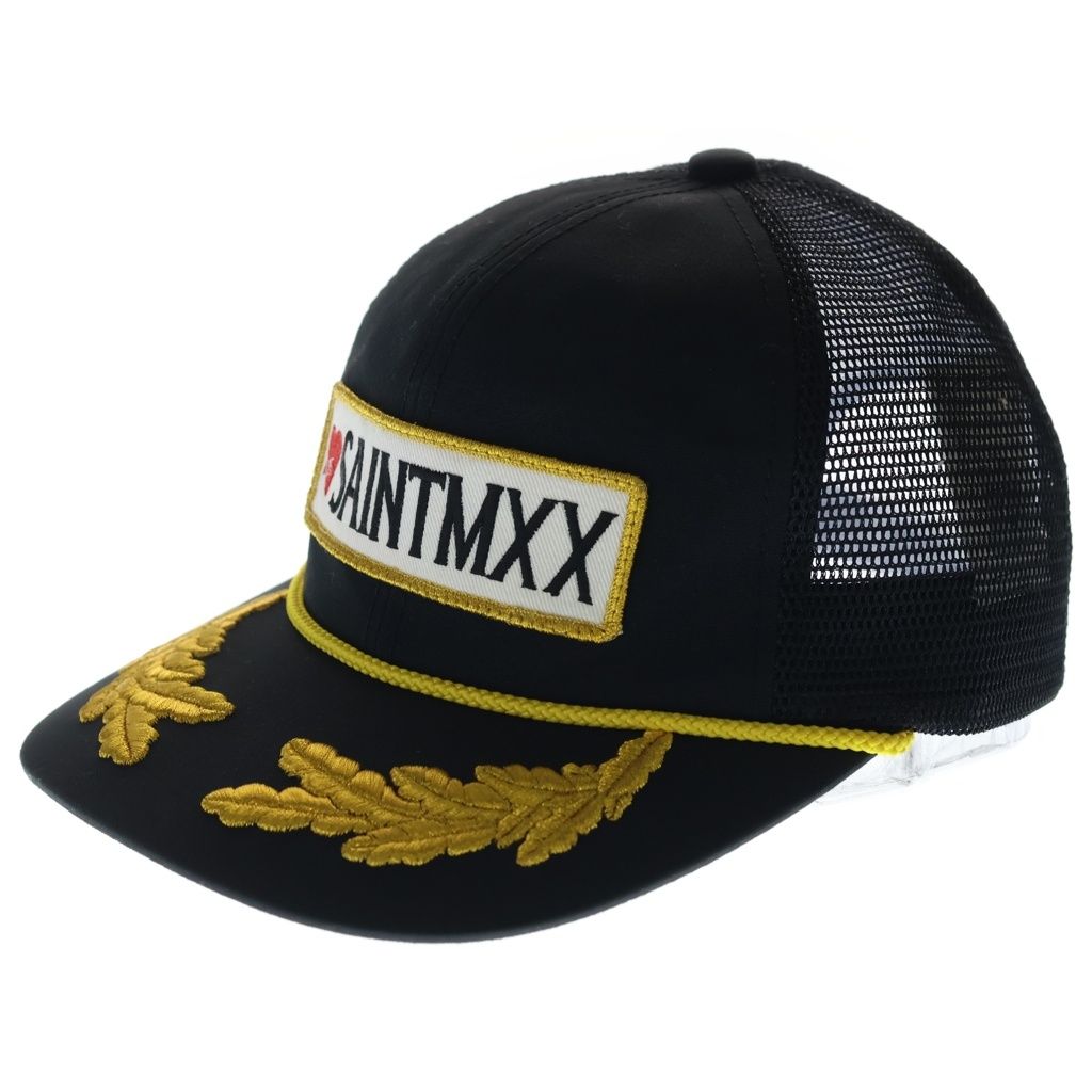 SAINT MICHAEL (セントマイケル) SAINT MX6 MESH CAP ロゴワッペンデザイン メッシュキャップ 帽子 ブラック SM-HR1-0000-095