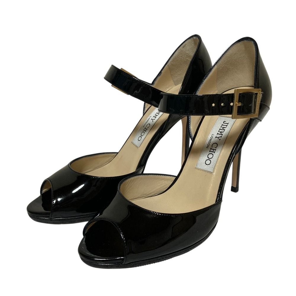 未使用 JIMMY CHOO ジミーチュウ パテントレザー セパレート サンダル パンプス サイズ36 23cm相当 ブラック レディース 古着 中古 USED