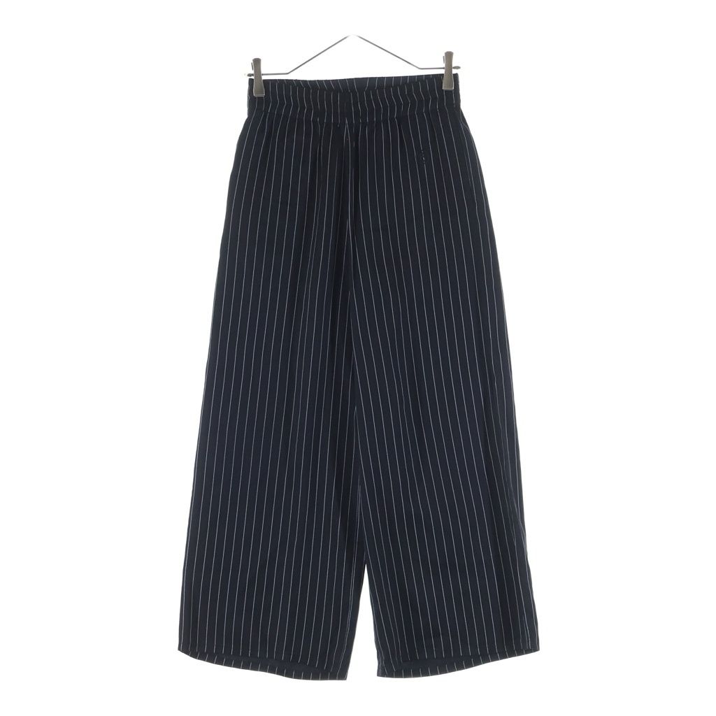 MM6 Maison Margiela (エムエムシックスメゾンマルジェラ) 22AW Straight Wide Pants ストライプ レーヨンワイドパンツ イージーパンツ ブラック レディース S62KB0144