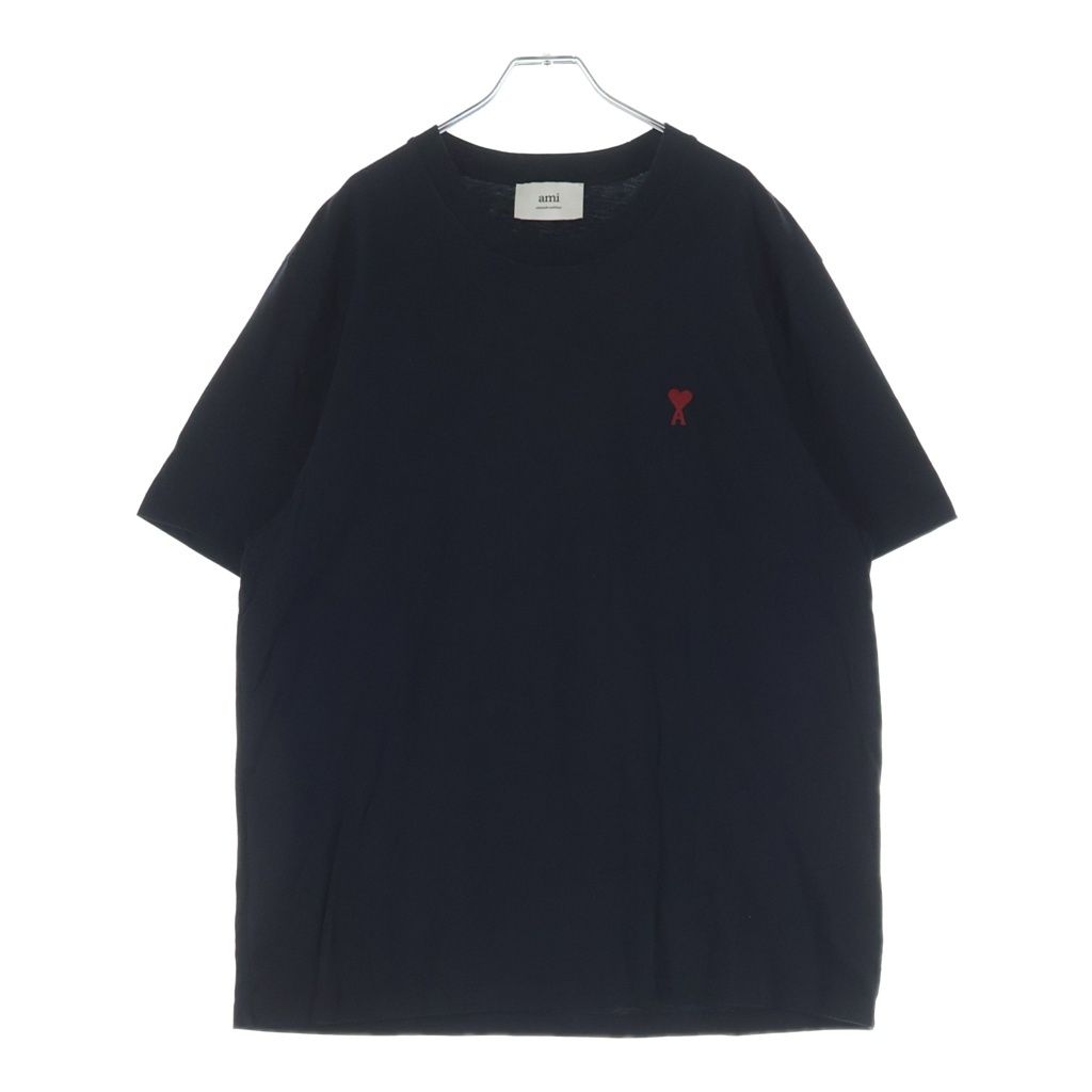 ami paris (アミパリス) ロゴ刺繍半袖Tシャツ ブラック #XXL