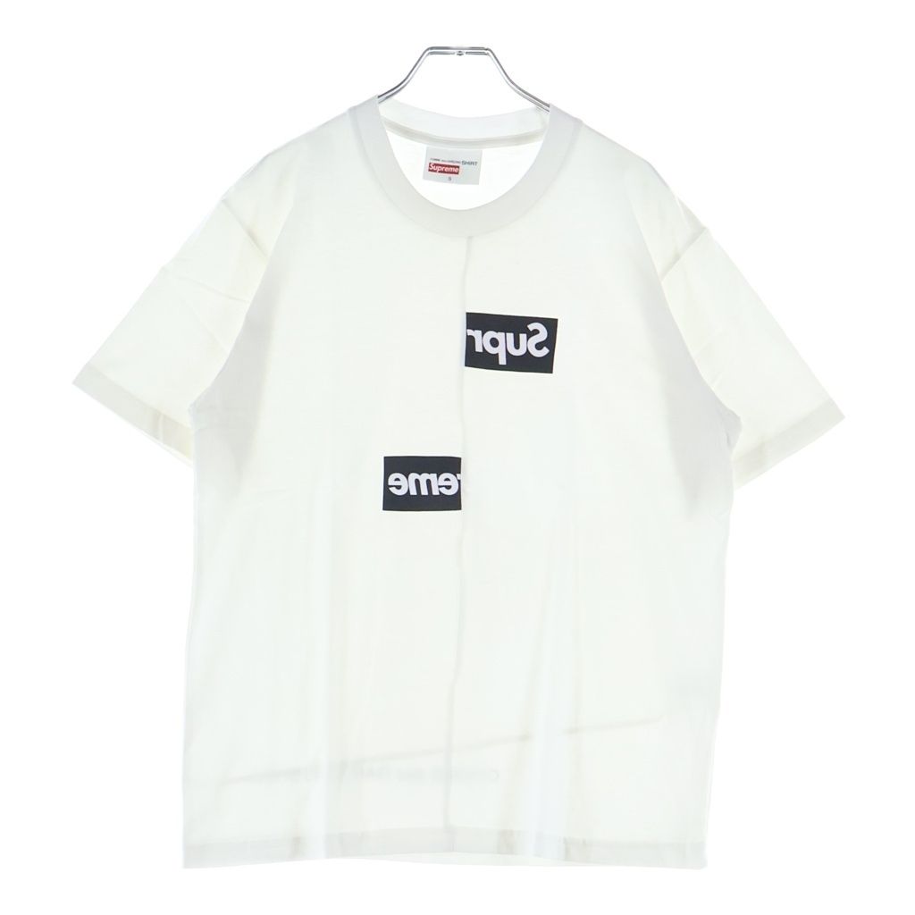 SUPREME (シュプリーム) 18AW ×COMME DES GARCONS SHIRT Split Box Logo Tee コムデギャルソンシャツ スプリットボックスロゴデザイン クルーネック 半袖Tシャツ カットソー ホワイト