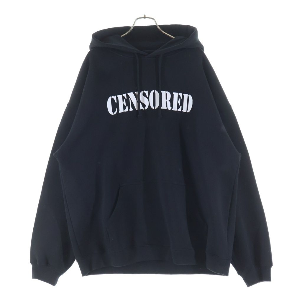 VETEMENTS (ヴェトモン) 21AW CENSORED HOODIE センサーフード プルオーバースウェットパーカー フーディー ブラック UAH21TR583