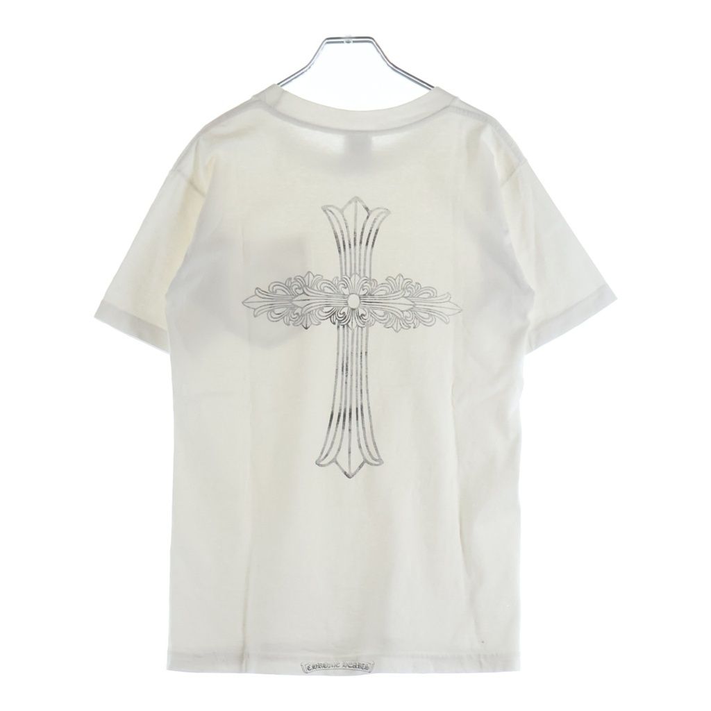 CHROME HEARTS (クロムハーツ) OLD FLORAL T-SHIRT オールド ネックロゴ バックフローラルクロス 半袖Tシャツ カットソー ホワイト