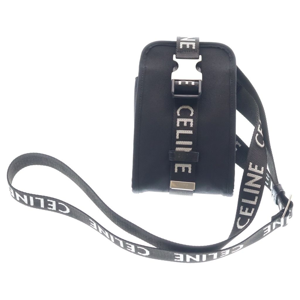 CELINE (セリーヌ) トレッキング モバイルポーチ ナイロン レザー ショルダーバッグ シルバー金具 ブラック 35,750円