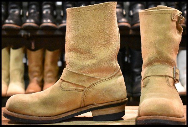 【9D 良品 07年】レッドウィング 8268 スエード エンジニア ホーソーンアビレーンラフアウト スチールトゥ ブーツ redwing HOPESMORE【GG474】