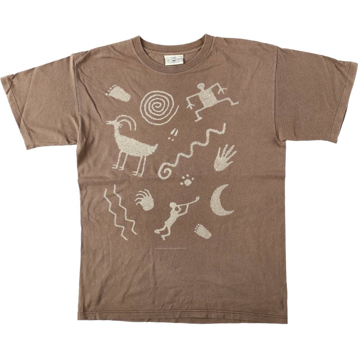 古着 90年代 SOFT GOODS ペトログリフ プリントTシャツ メンズL相当 ヴィンテージ/eaa664307