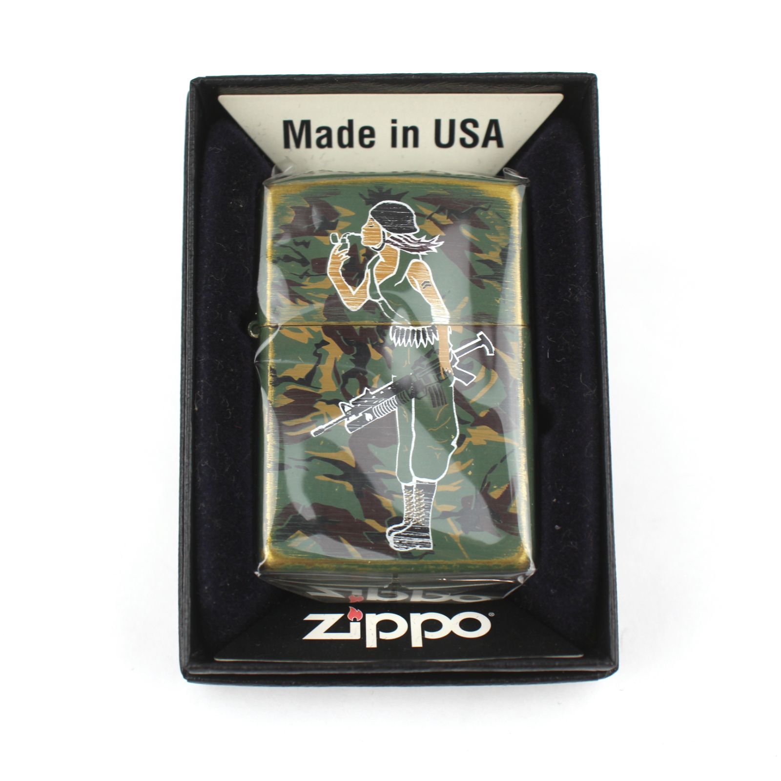 未使用品 希少 【 オールド 】 ☆ZIPPO ジッポ Windy ウィンディ アーミーコスプレ 迷彩 古美 グリーンコート 2006年製