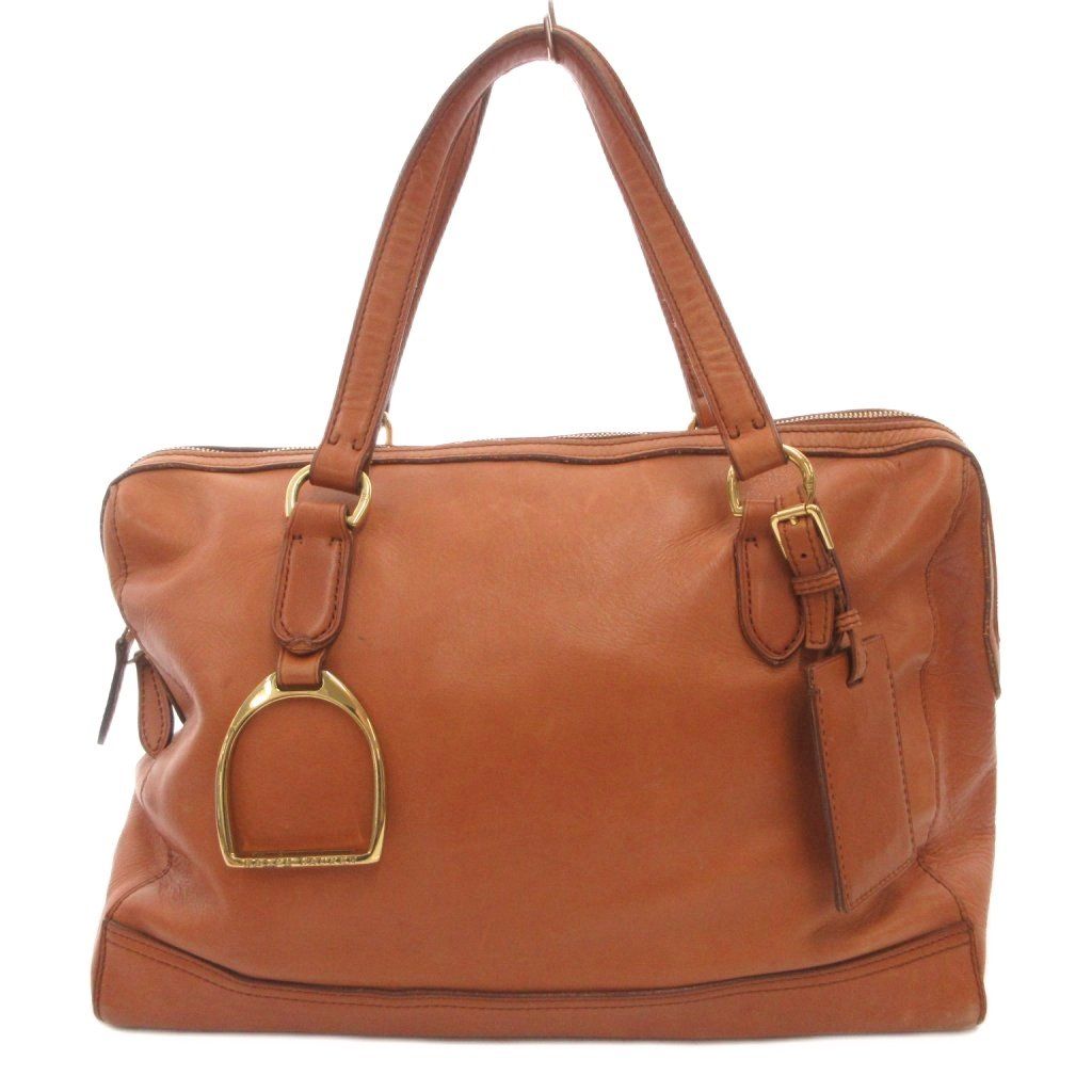 ラルフローレン RALPH LAUREN トートバッグ ショルダー 2WAY レザー ロゴ プレート 茶 ブラウン /FF ■IBO101