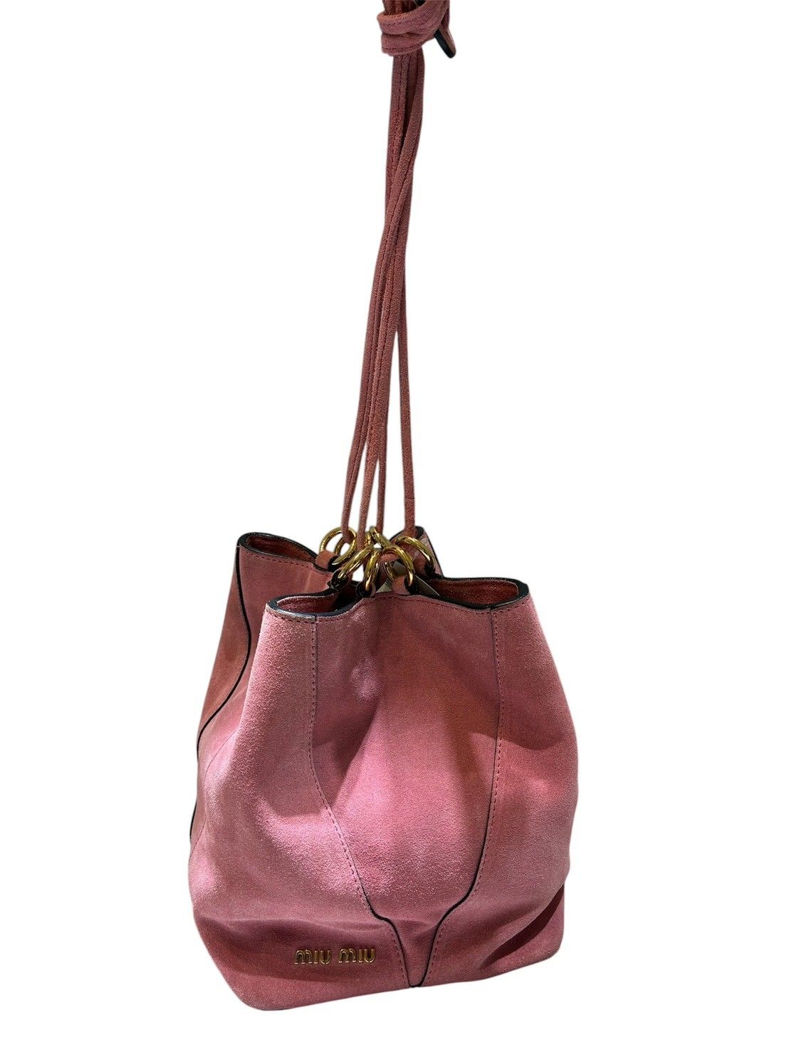 MIU MIU (ミュウミュウ) スエード巾着バッグ ピンク ONE SIZE