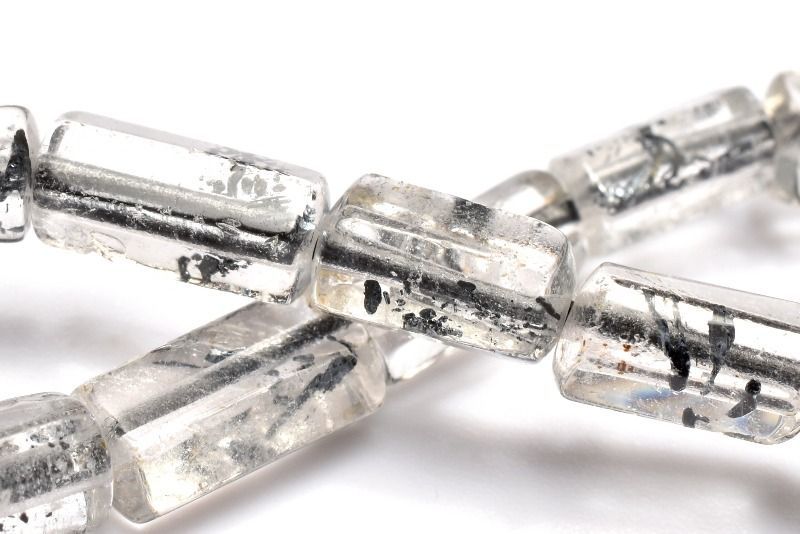 【１点物】AAAA☆希少な銀煌めく スティブナイトインクォーツ　7-11.5x4.5mm　チューブカット ブレスレット パワーストーン 天然石 _MD3363