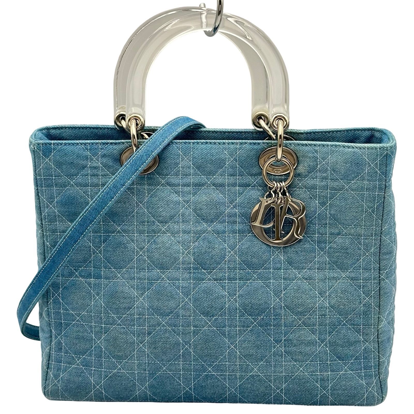 クリスチャン・ディオール Christian Dior レディディオール ラージ ブルー カナージュ/デニム レディース ショルダーバッグ 115,500円