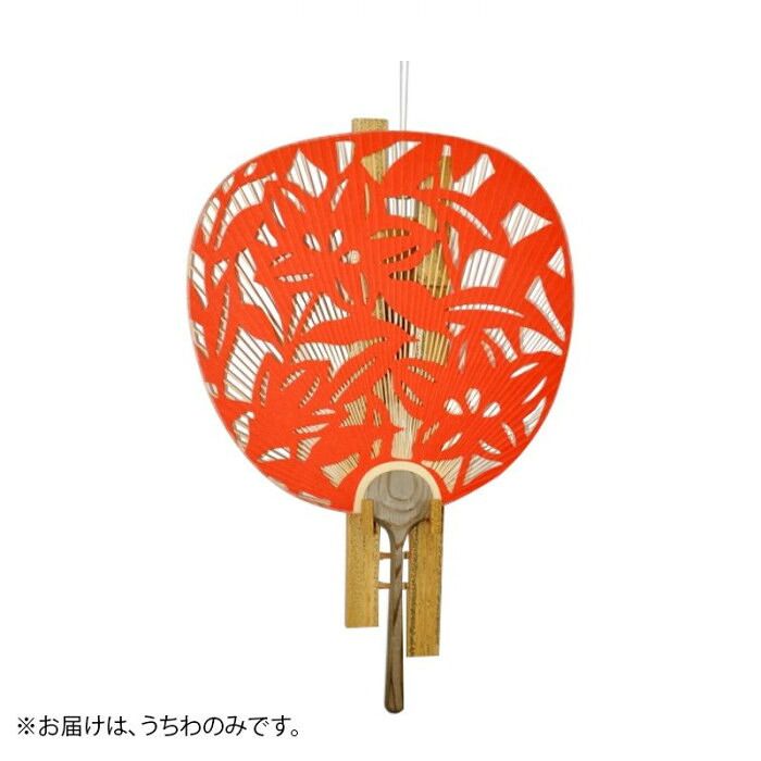 橙の彫り和紙が温かみを添える聚楽柄 塩見団扇 日本製 うちわ 聚楽(橙) 両面透かし 28×42cm 1132