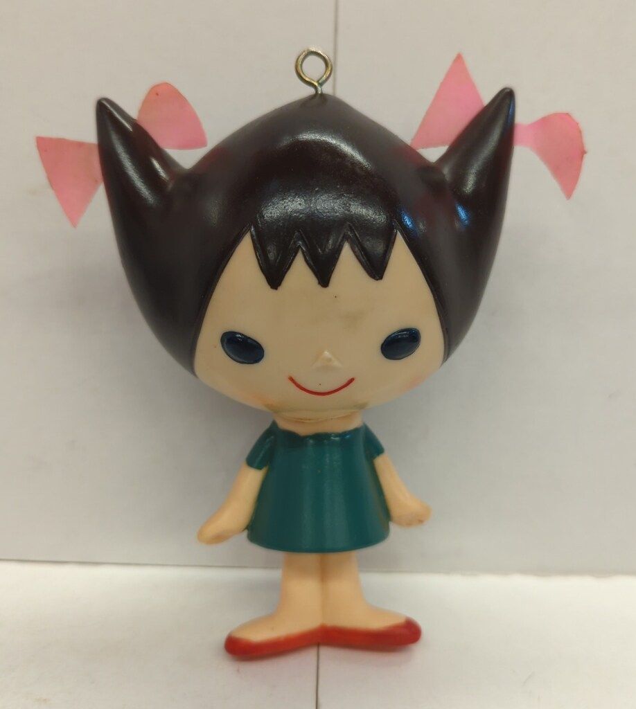 東邦レーヨン ソフビ人形/首振り アロンちゃん 緑ワンピース 115mm