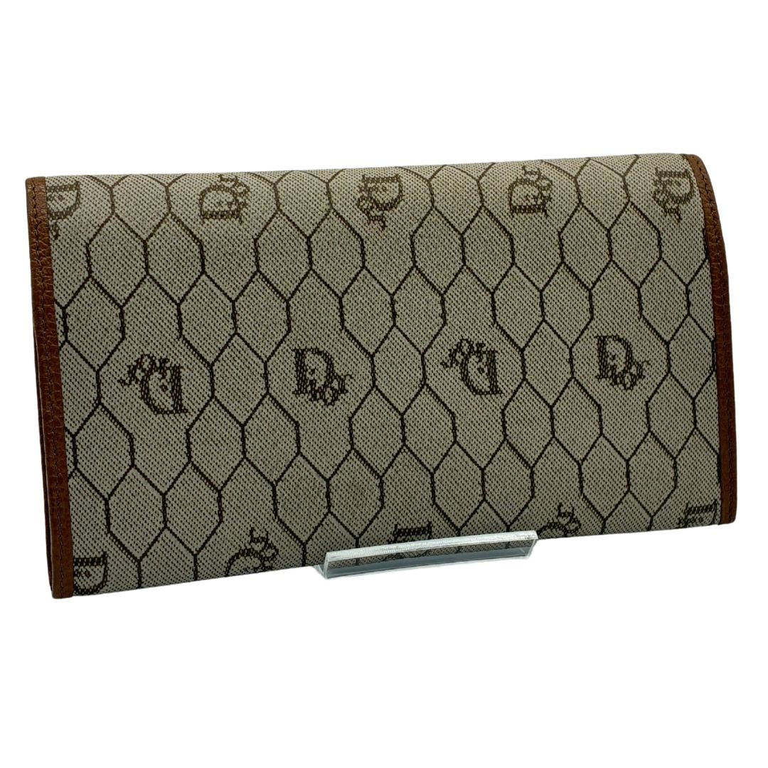 極美品 クリスチャン ディオール ヴィンテージ 長財布 ハニカム がま口 レア Christian Dior クリスチャンディオール ハニカム柄 がま口 長財布