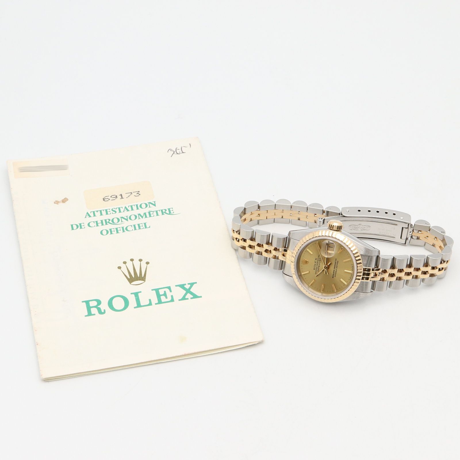 ロレックス ROLEX 腕時計 デイトジャスト E番 69173 CH/BA K18（イエローゴールド） ステンレススチール デイトジャスト E番 レディース Used A