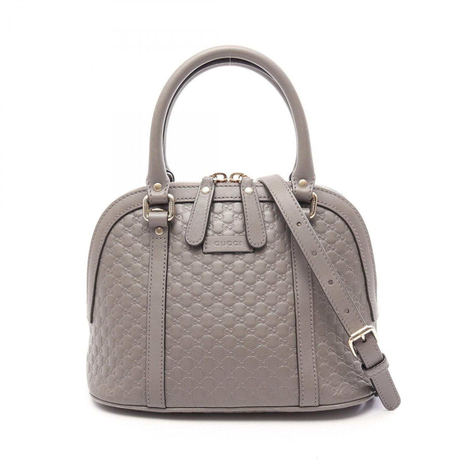 グッチ GUCCI ハンドバッグ マイクログッチシマ 2WAY 449654 グレー レザー マイクロGG 2wayショルダーバッグ レディース Used A