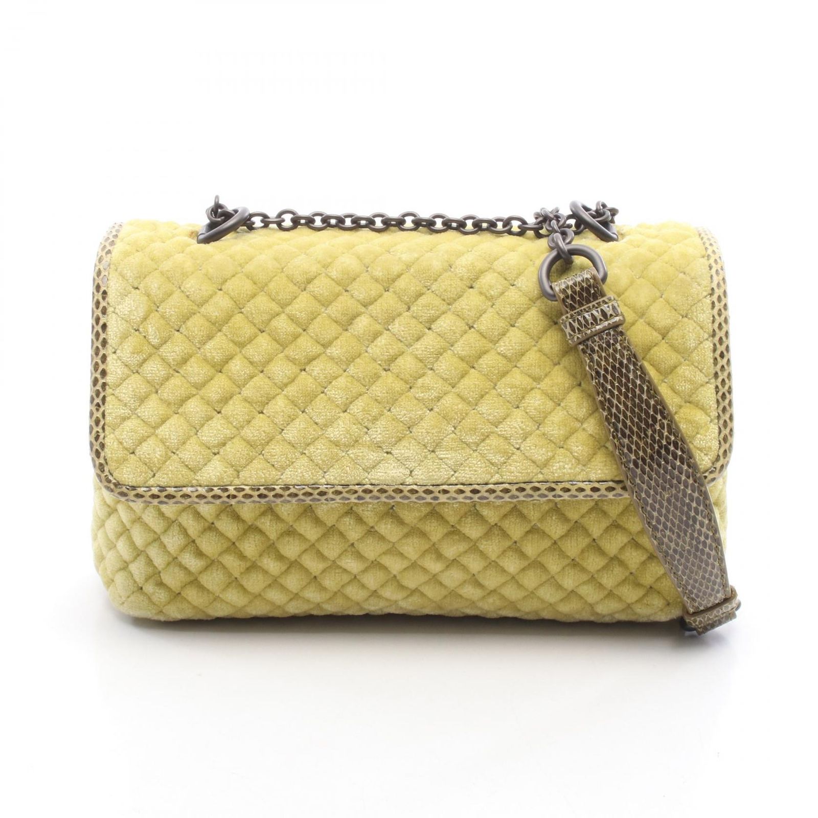 ボッテガヴェネタ BOTTEGA VENETA ショルダーバッグ オリンピア イントレチャート 432241 グリーン エキゾチックレザー オリンピア イントレチャート チェーンショルダー