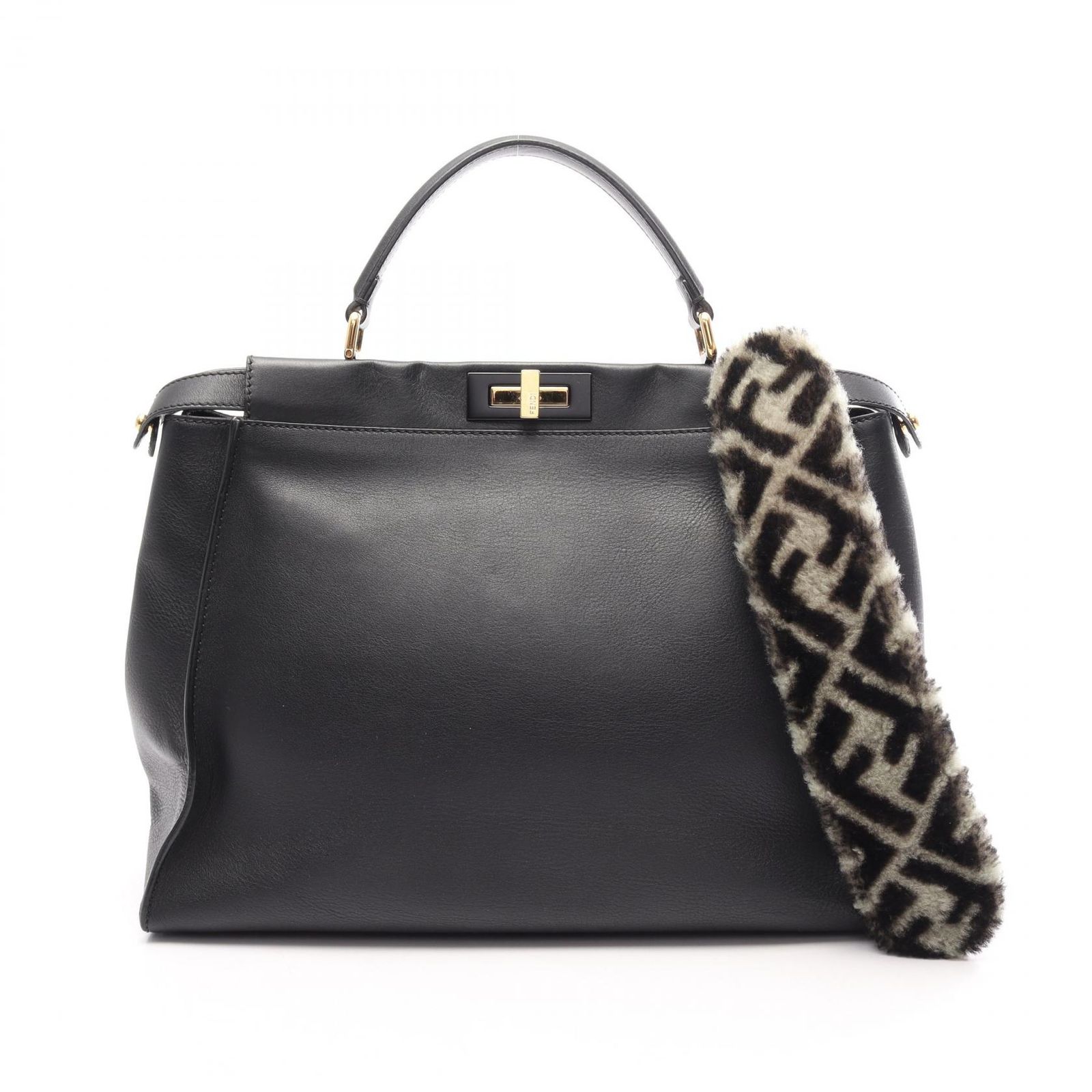 フェンディ FENDI ハンドバッグ ピーカブー ラージ 2WAY 8BN210 ブラック レザー ピーカブー ラージ レディース Used B