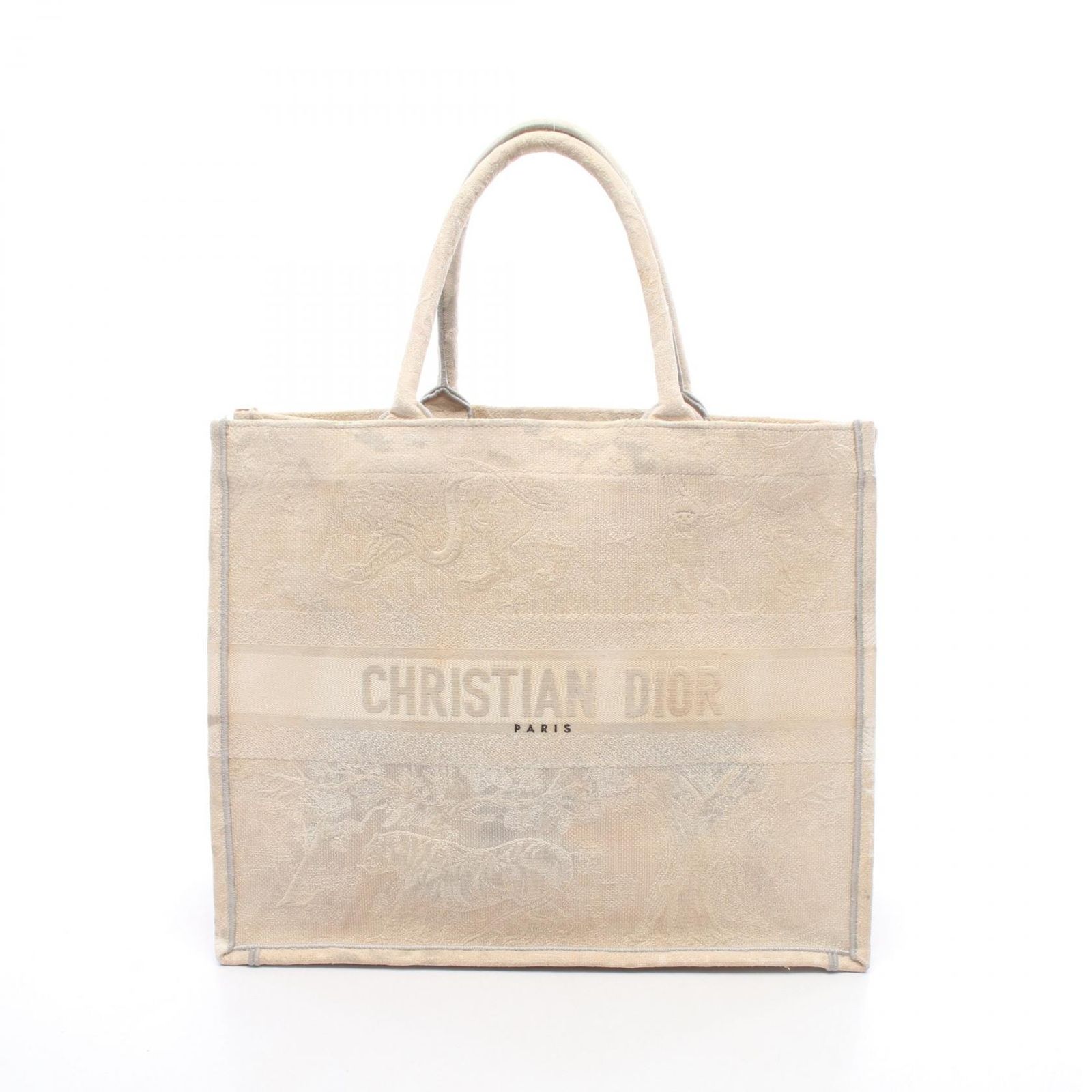 ディオール Dior トートバッグ BOOK TOTE ブックトート ラージ アイボリー/ライトグレー キャンバス ブックトート トワル ドゥ ジュイ ラージ レディース Used A