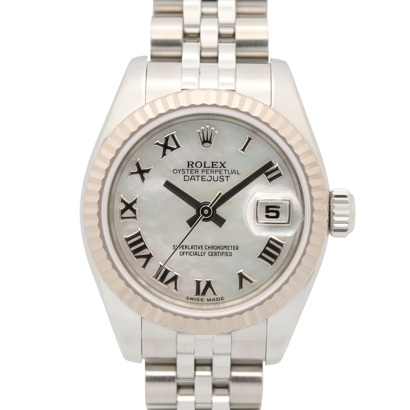 ロレックス ROLEX 腕時計 デイトジャスト D番 179174NR WHシェル/RO K18WG（ホワイトゴールド） ステンレススチール デイトジャスト D番 レディース Used A