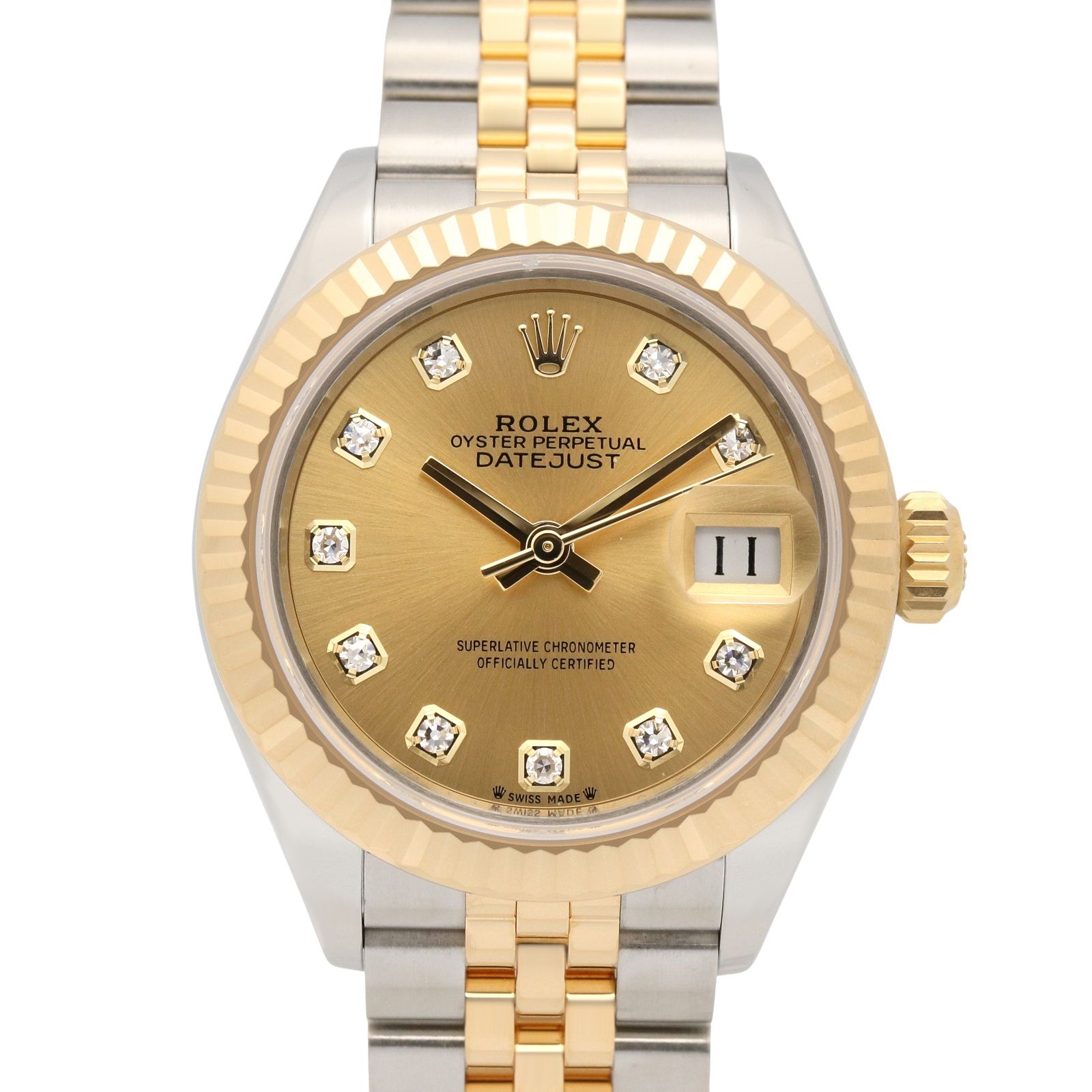 ロレックス ROLEX 腕時計 デイトジャスト 10Pダイヤ ランダム番 279173G CH/NP K18（イエローゴールド） ステンレススチール デイトジャスト 10Pダイヤ ランダム番