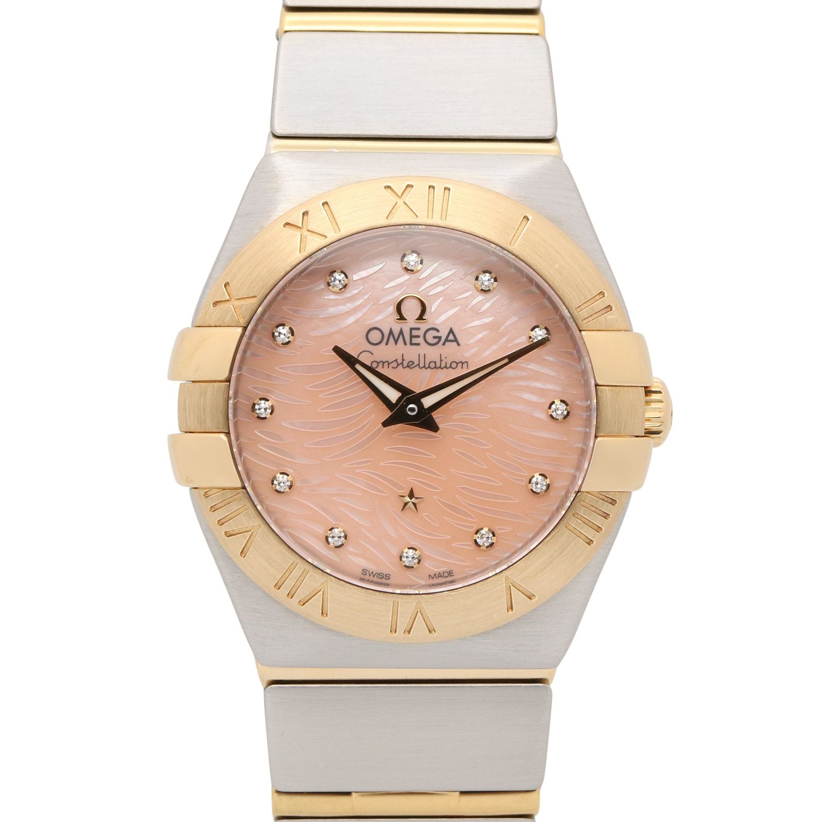 Omega OMEGA Watch Constellation 12P Diamond 123.20.24.60.57.004 Pink Shell K18 (Yellow Gold) Stainless Steel Constellation 12P Diamond Ladies
