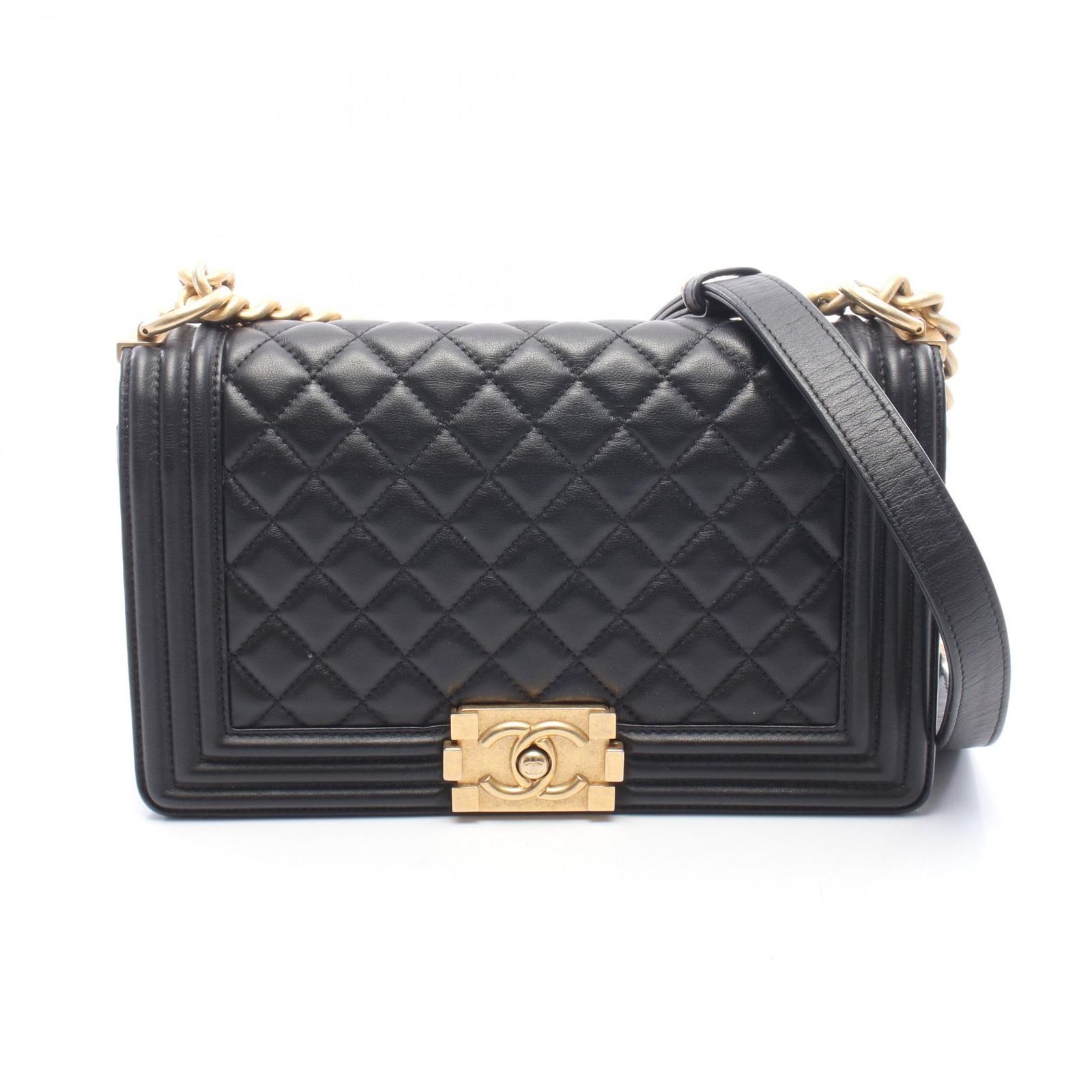 シャネル CHANEL ショルダーバッグ ボーイシャネル ブラック ラムスキン（羊革） ボーイシャネル チェーンショルダー レディース Used A 270,360円