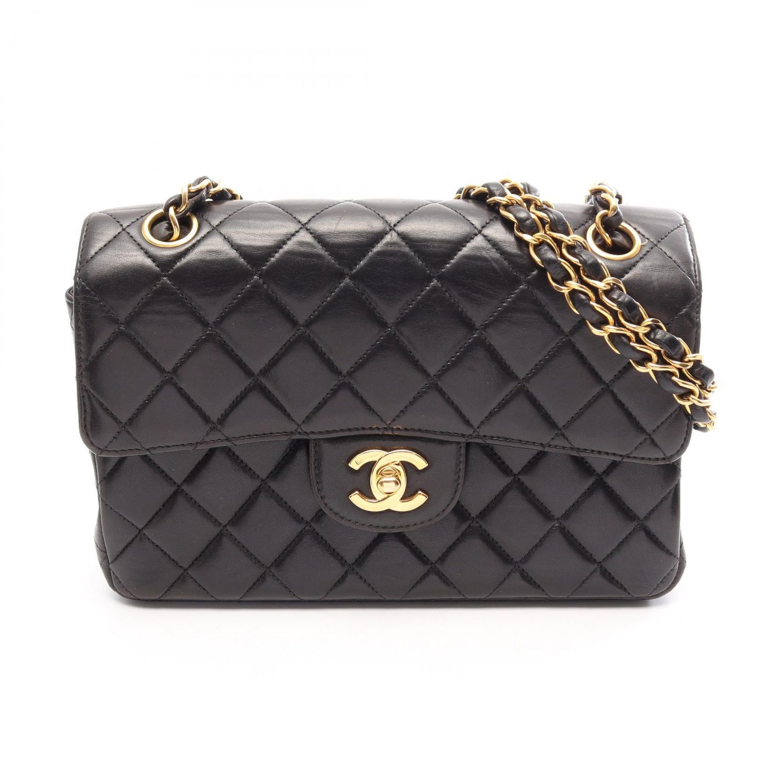 シャネル CHANEL ショルダーバッグ マトラッセ Wフェイス ブラック ラムスキン（羊革） マトラッセ Wフェイス チェーンショルダー レディース Used B