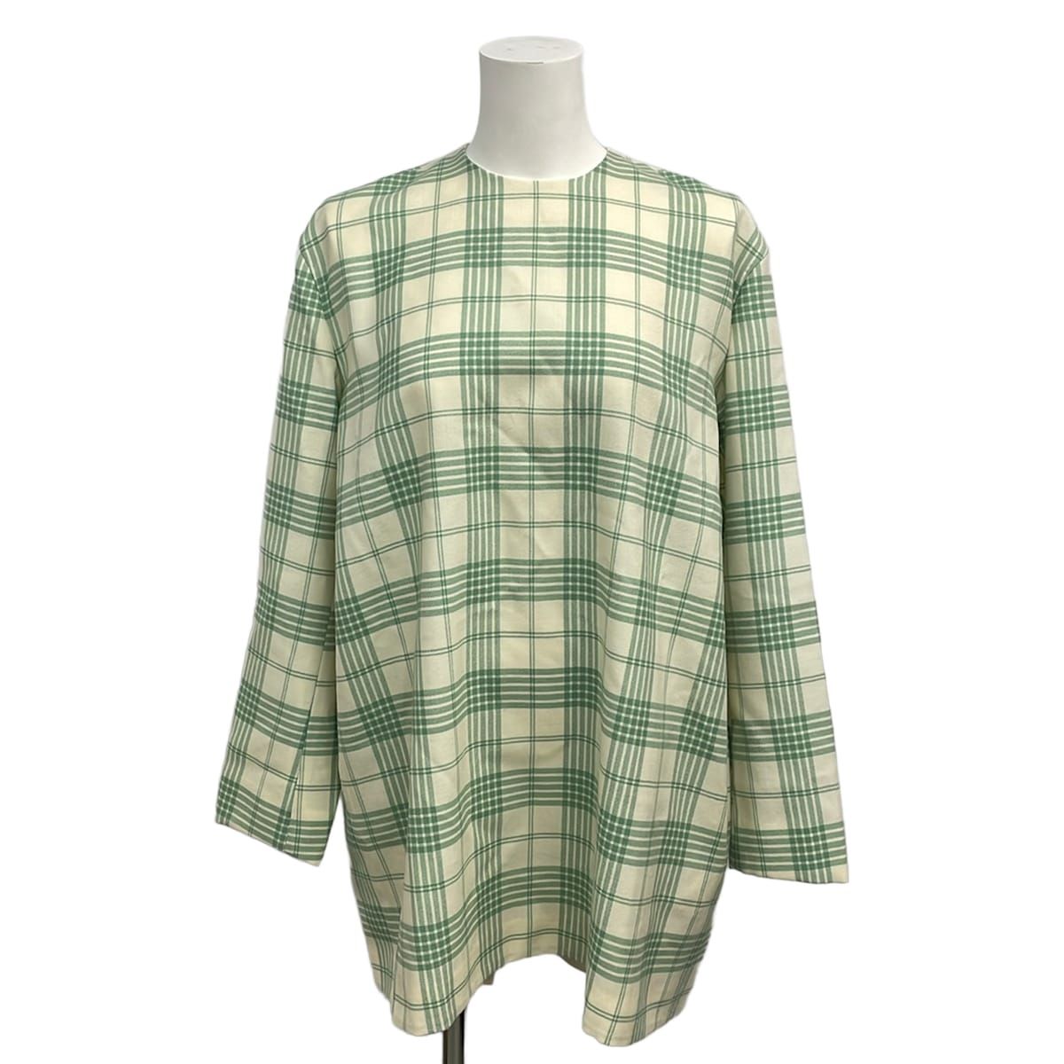 BLAMINK(ブラミンク) チュニック サイズ36 S レディース美品 - グリーン×アイボリー 長袖/チェック柄
