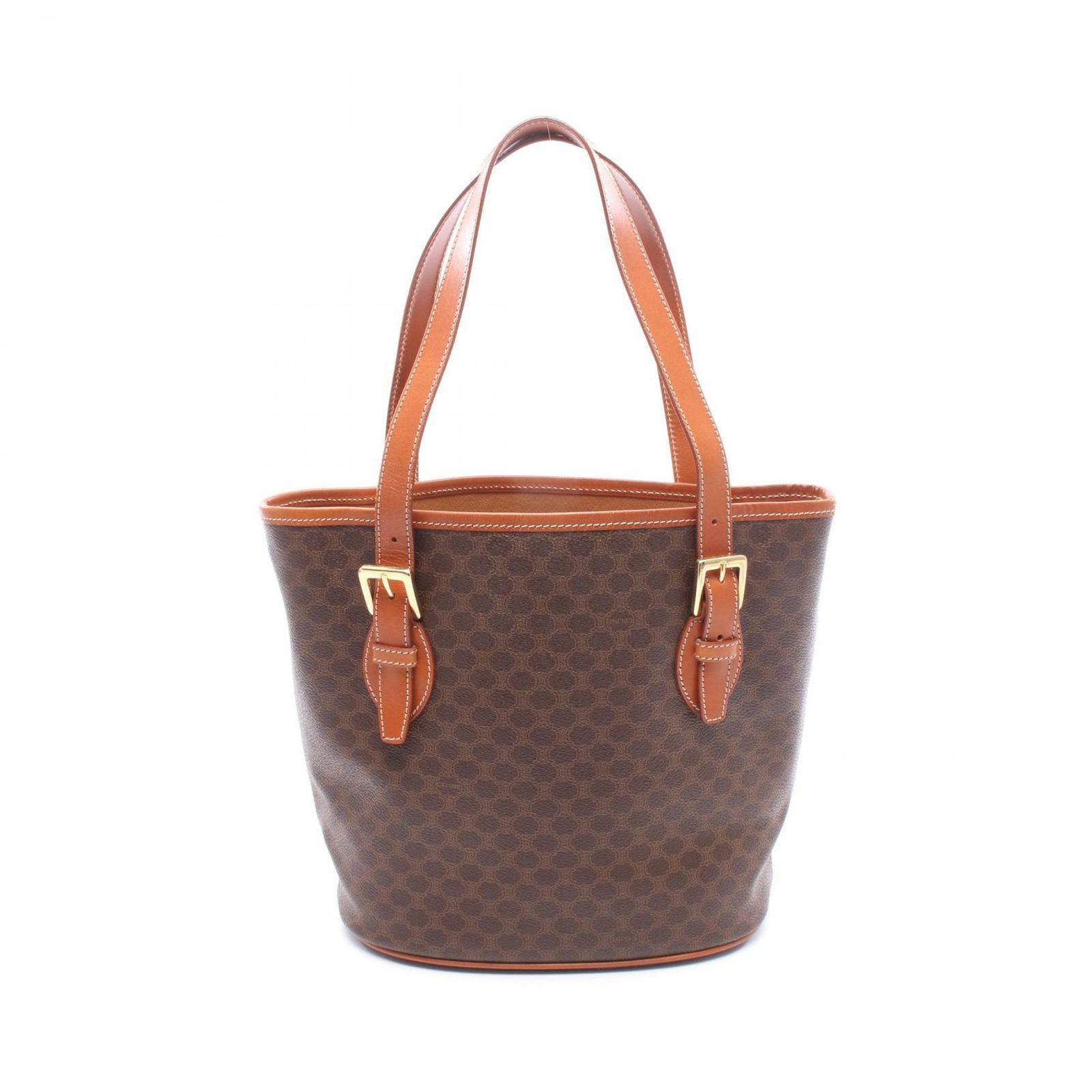 セリーヌ CELINE トートバッグ マカダム ブラウン/ダークブラウン PVCコーティングキャンバス レザー マカダム トートバッグ レディース Used A