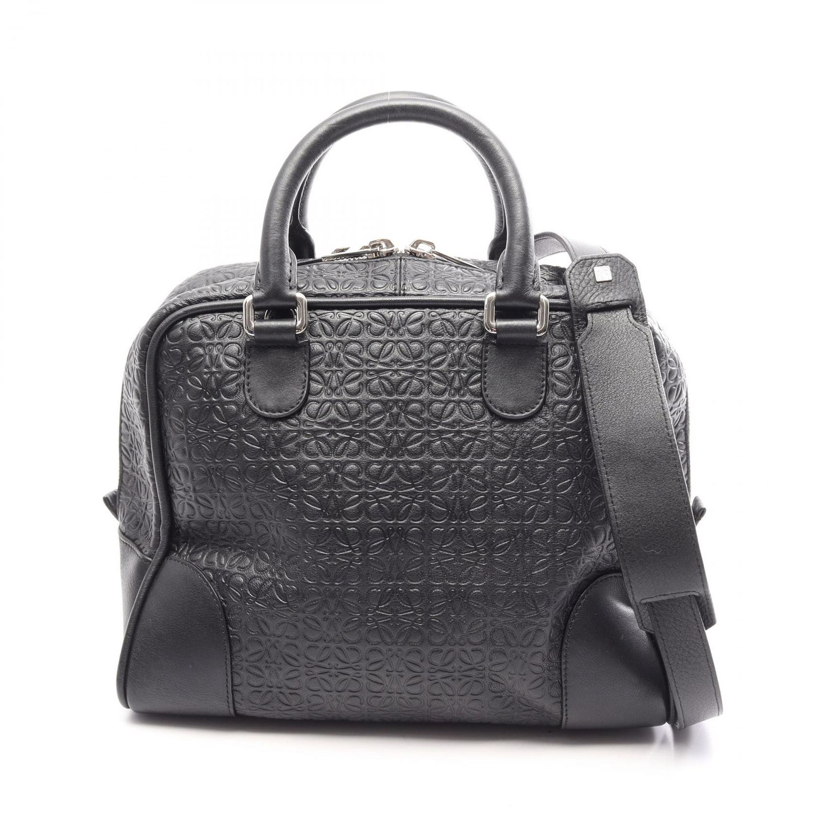 ロエベ LOEWE ハンドバッグ アマソナ75 リピートアナグラム 2WAY ブラック レザー リピートアナグラム アマソナ75 レディース Used B