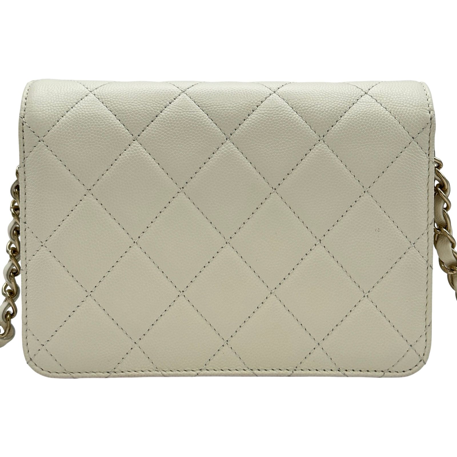シャネル CHANEL マトラッセミニフラップショルダーバッグ AS3002 ホワイト ゴールド金具 キャビアスキン レディース ショルダーバッグ