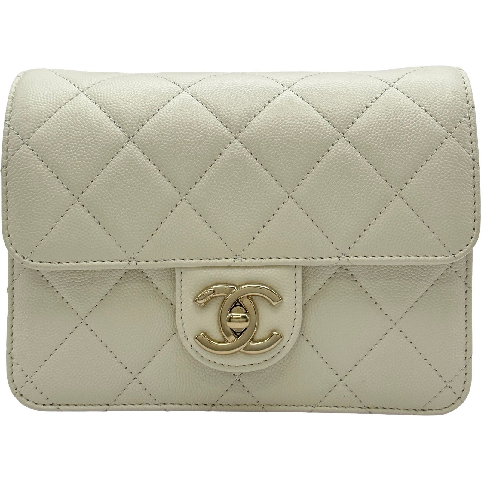 シャネル CHANEL マトラッセミニフラップショルダーバッグ AS3002 ホワイト ゴールド金具 キャビアスキン レディース ショルダーバッグ
