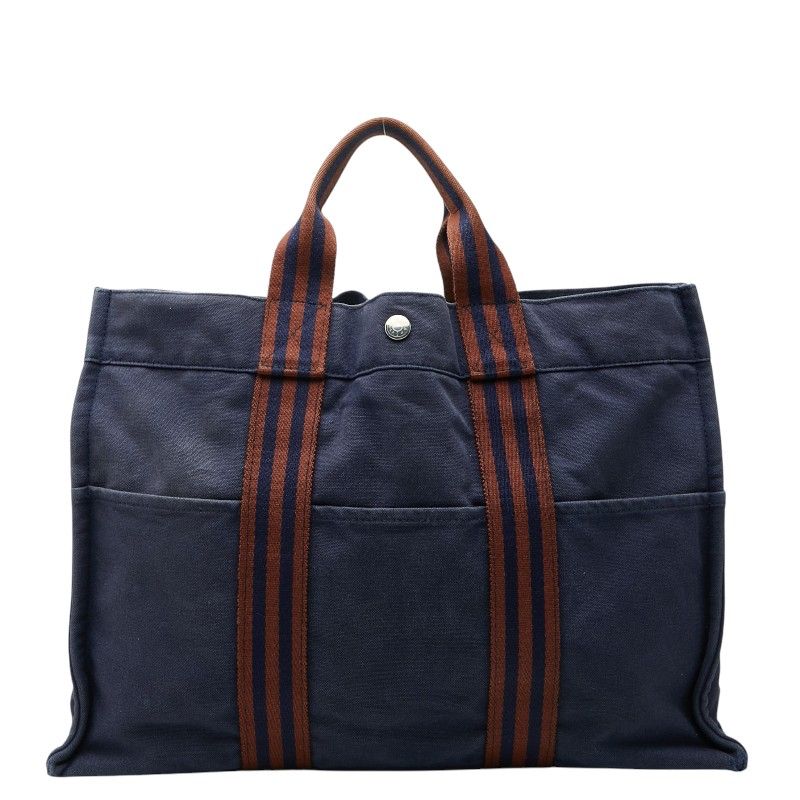 エルメス フールトゥMM トートバッグ ハンドバッグ ネイビー ブラウン キャンバス レディース HERMES【252-79829】 7,252円